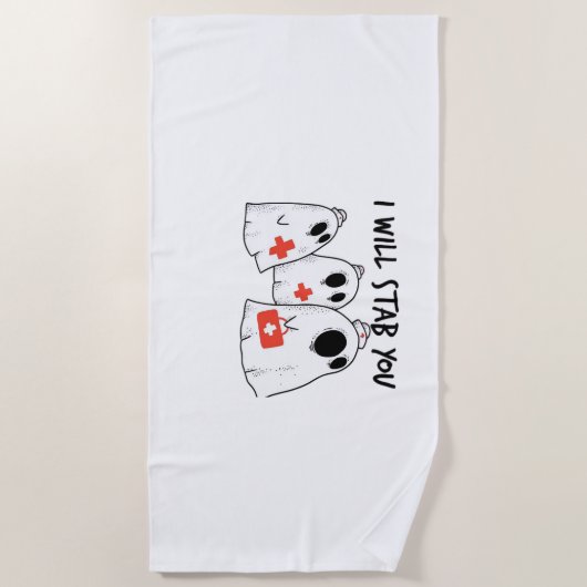 Ik zal je neersteken Ghost Nurse Funny RN Hallowee Strandlaken (Voorkant)