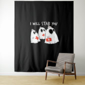 Ik zal je neersteken Ghost Nurse Funny RN Hallowee Wandkleed (In situ)