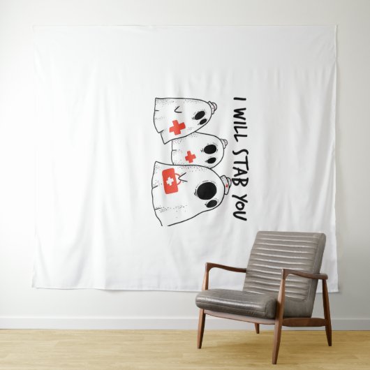 Ik zal je neersteken Ghost Nurse Funny RN Hallowee Wandkleed (In Situ (horizontaal))