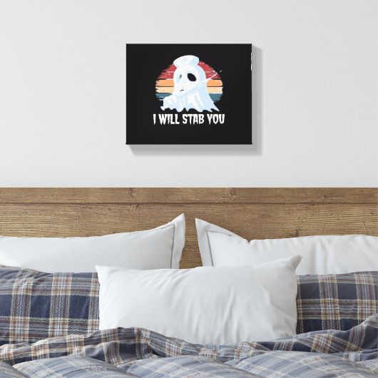 Ik zal je neersteken in shirt, Ghost Nurse Hallowe Canvas Afdruk (Insitu (Slaapkamer))