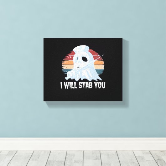 Ik zal je neersteken in shirt, Ghost Nurse Hallowe Canvas Afdruk (Insitu (Houten vloer))