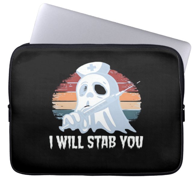 Ik zal je neersteken in shirt, Ghost Nurse Hallowe Laptop Sleeve (Voorkant)