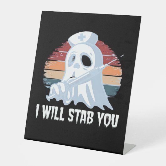 Ik zal je neersteken in shirt, Ghost Nurse Hallowe Reclamebord Met Voetstuk (Voorkant)
