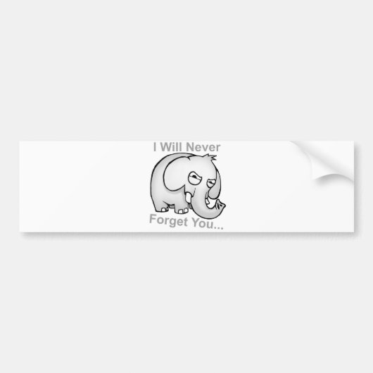 Ik zal je nooit vergeten... Elephant Bumpersticker (Voorkant)
