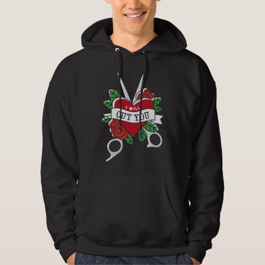 Ik zal je schaar kapper knippen hart hoodie (Voorkant)
