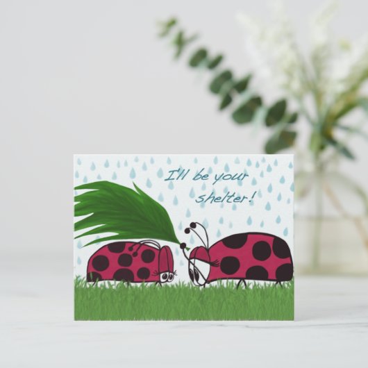 Ik zal je Shelter Ladybug Illustratie zijn Briefkaart (Staand voorkant)