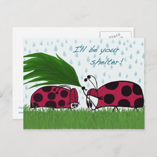 Ik zal je Shelter Ladybug Illustratie zijn Briefkaart (Voorkant / Achterkant)