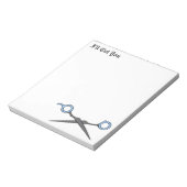 Ik zal je snijden (blauwe haarsnijschaar) notitieblok (Linkerzijde)