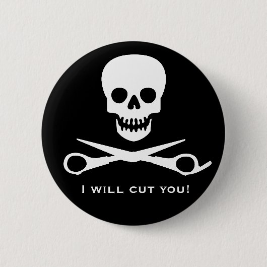Ik zal je snijden. ronde button 5,7 cm (Voorkant)