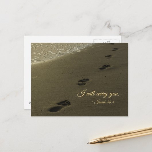 Ik zal je zand voetafdrukken laten dragen briefkaart (Voorkant / Achterkant in situ)