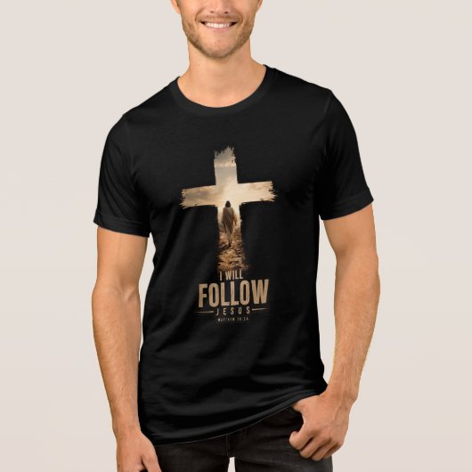 Ik zal Jezus volgen Tri-Blend Shirt (Voorkant)