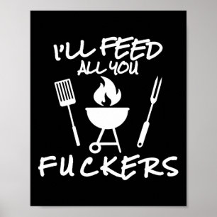 Ik zal jullie allemaal grappige BBQ koken Barbeque Poster