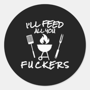 Ik zal jullie allemaal grappige BBQ koken Barbeque Ronde Sticker