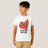 Ik zal ketchup met je grappige eten woordspeling t-shirt (Voorkant volledig)