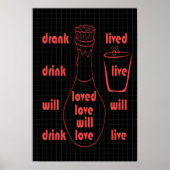 Ik zal leven, liefde en drink poster (Voorkant)
