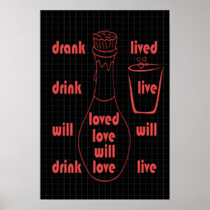 Ik zal leven, liefde en drink poster