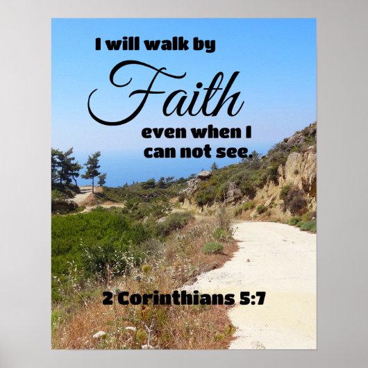 Ik zal lopen door geloof bijbel vers poster (Voorkant)