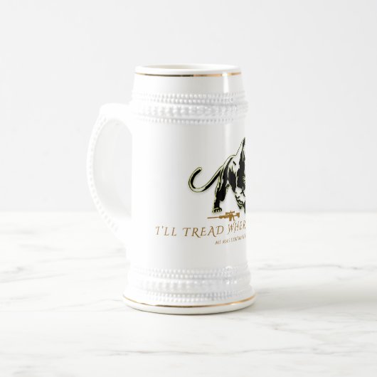 Ik zal lopen waar ik wil bierpul (Voorkant links)