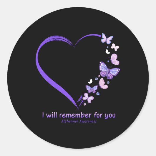 Ik zal me vlinder Alzheimer's Award herinneren Ronde Sticker (Voorkant)