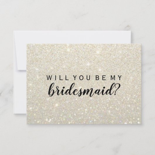 Ik zal mijn Bridesmaid zijn - Glitter Fab White Go Kaart (Voorkant)