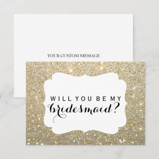 Ik zal mijn Bridesmaid zijn - Gold Glitter Fab Kaart (Voorkant / Achterkant)