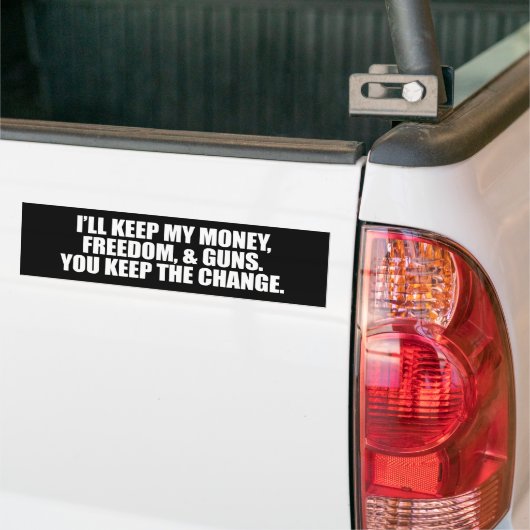 IK ZAL MIJN GELD, VRIJHEID EN PISTOLEN BEHOUDEN BUMPERSTICKER (Op Truck)