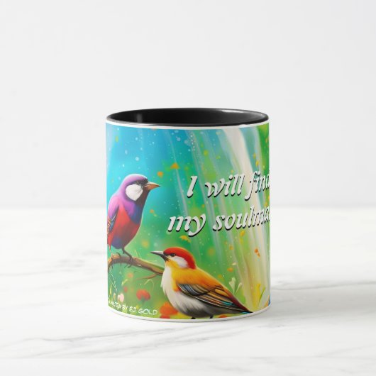 Ik zal mijn soulmate mantra waterval vogels mok vi (Midden)