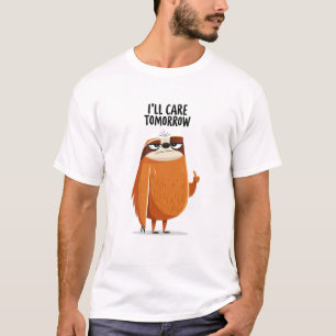 Ik Zal Morgen Zorgen Funny Lazy Sloth Karakter Cad T-shirt