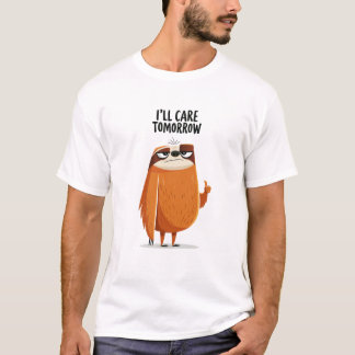 Ik Zal Morgen Zorgen Funny Lazy Sloth Karakter Cad T-shirt