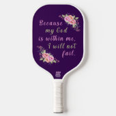 "Ik zal niet falen" Paarse pickleball paddle (Voorkant)