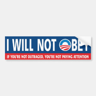 Ik zal niet gehoorzamen — anti-Obama Bumpersticker