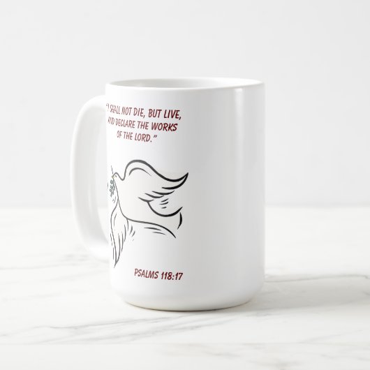 Ik zal niet sterven, maar ik woon Psalms 118 Koffiemok (Voorkant links)