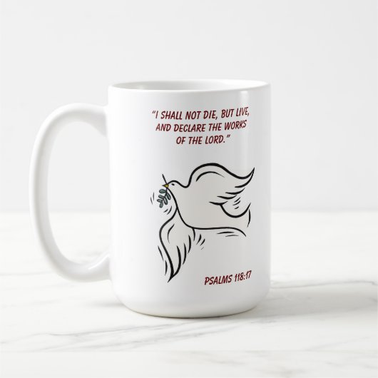 Ik zal niet sterven, maar ik woon Psalms 118 Koffiemok (Links)