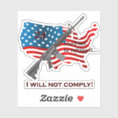 Ik zal niet voldoen aan de Amerikaanse vlag AR15 Sticker (Vel)