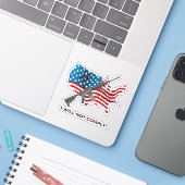 Ik zal niet voldoen aan de Amerikaanse vlag AR15 Sticker (Laptop met iPhone)