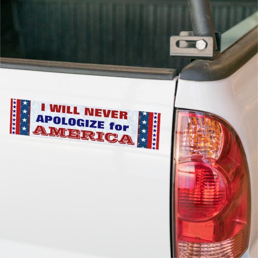IK ZAL NOOIT APOLOGIËS ZIJN VOOR Amerika Bumpersticker (Op Truck)