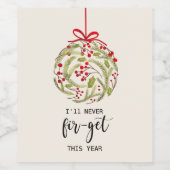 Ik zal nooit de 2020 fir boom bauble vergeten wijn etiket (Enkel label)
