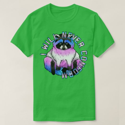 Ik zal nooit met trans conformeren t-shirt (Design voorkant)