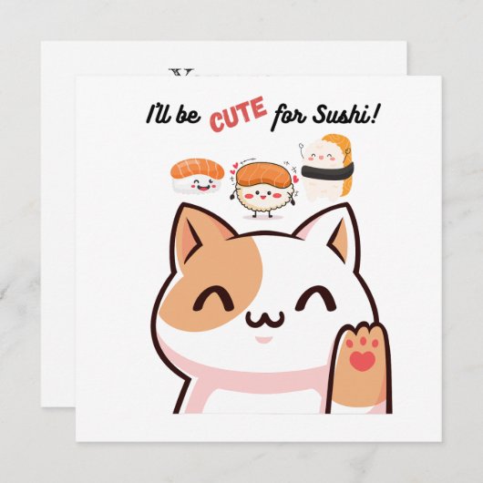 Ik zal schattig zijn voor sushi - sushi party uitn (Voorkant / Achterkant)