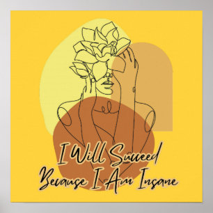 Ik zal slagen omdat ik gekke boho-lijnkunst ben poster