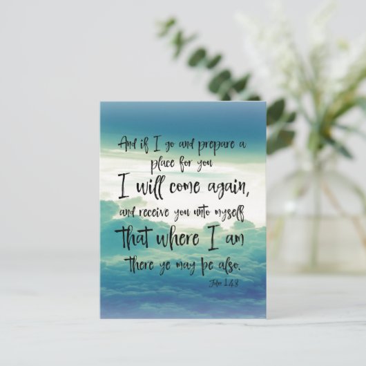Ik zal terugkomen in het Bijbelvers Briefkaart (Staand voorkant)