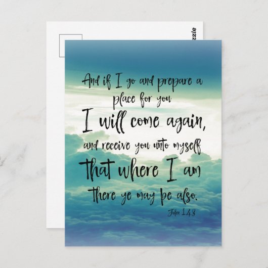 Ik zal terugkomen in het Bijbelvers Briefkaart (Voorkant / Achterkant)