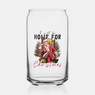Ik zal thuis zijn met Kerstmis Trump Inauguratie D Blikvorm Glas