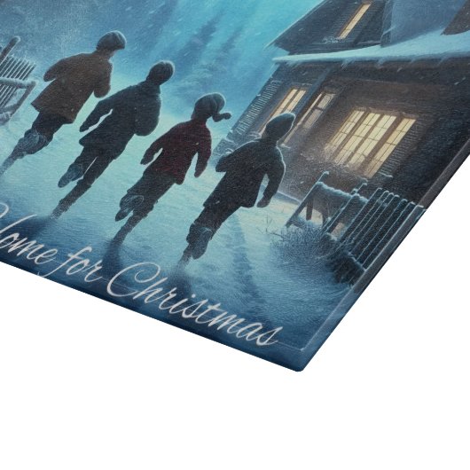 Ik zal thuis zijn voor de kerst snijplank (Hoek)