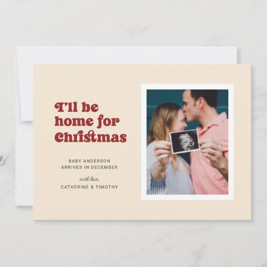 Ik zal thuis zijn voor de kerstzwangerschap aankondiging (Voorkant)