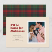 Ik zal thuis zijn voor de kerstzwangerschap aankondiging (Voorkant / Achterkant)
