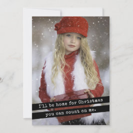 Ik zal thuis zijn voor een eenvoudige kerstschrijf feestdagenkaart