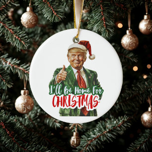Ik zal thuis zijn voor een grappig kerstcadeau van keramisch ornament