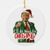 Ik zal thuis zijn voor een grappig kerstcadeau van keramisch ornament (Achterkant)