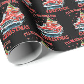 Ik zal thuis zijn voor kerst Funny Trump Cadeaupapier (Rol Hoek)